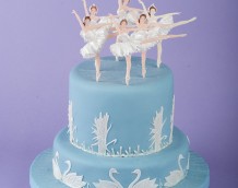 'Swan Lake Cake' - made using our 'Ballerina' and 'Swan Set' with the bullrushes from our 'Waterlily & Fish Set'